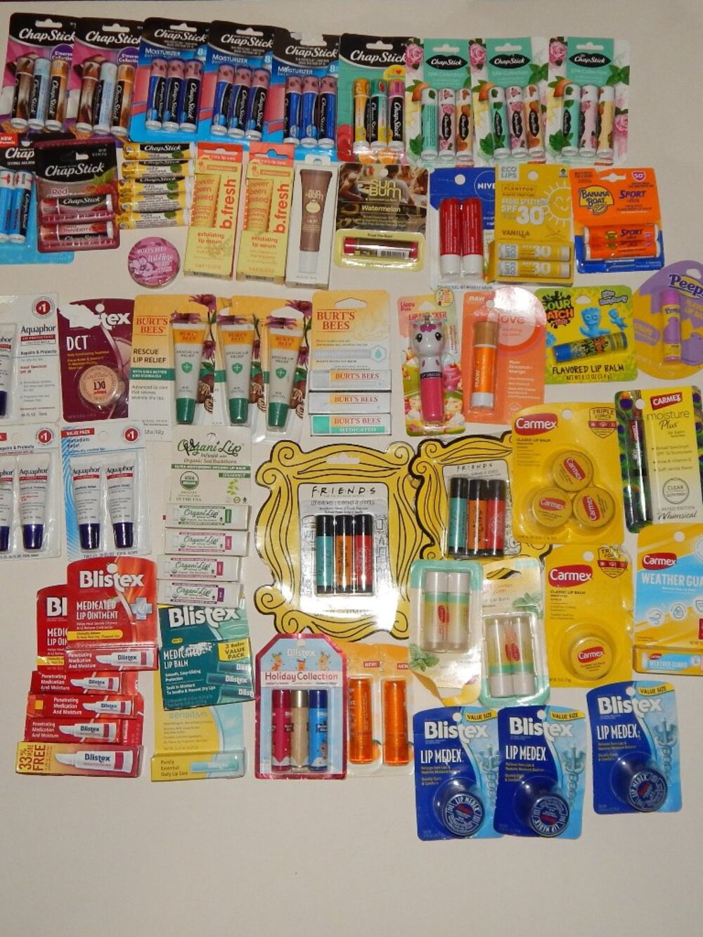 100 Lip Balms - Burt's Bees - Carmex - Blistex - Chapstick - Aquaphor - Sun Bum